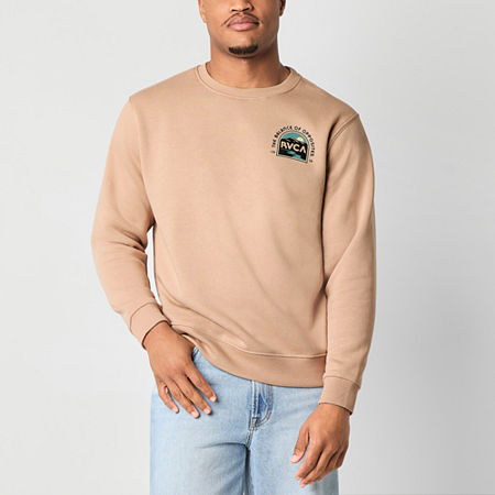 RVCA Mens Crew Neck Long Sleeve Sweatshirt, Large, Pink