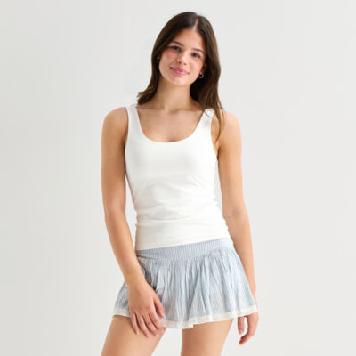 Arizona Womens Juniors Scoop Neck Sleeveless Tank Top