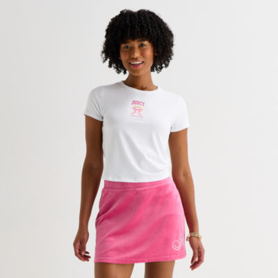 Juicy By Juicy Couture Womens Juniors Crew Neck Short Sleeve Regular Fit Graphic T-Shirt