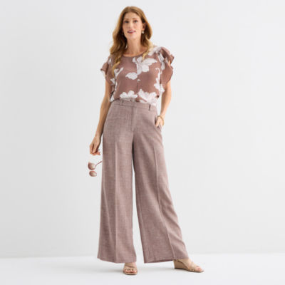 Liz Claiborne Womens Wide Leg Mid Rise Trouser