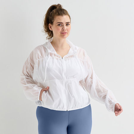 Xersion Womens Plus Lightweight Windbreaker, 4x, White