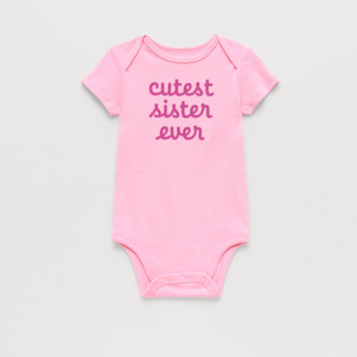 Okie Dokie Baby Girls Round Neck Short Sleeve Rib Bodysuit