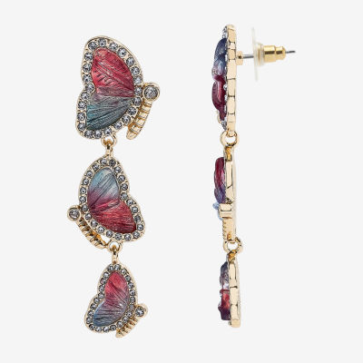 Mixit Spring Linear Womens Butterfly Drop Earrings