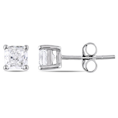 1 CT. T.W. Mined White Diamond 14K Gold 14K White Gold 1mm Cushion Stud Earrings