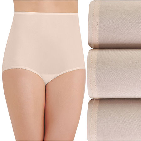 Vanity Fair Ravissant Nylon 3 Pack Brief Panty - 15711, 7, Beige