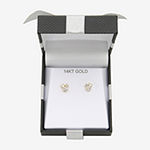 White Cubic Zirconia 14K Gold 6.5mm Triangle Stud Earrings