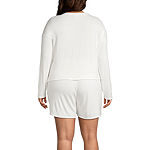 Ambrielle Womens Plus Long Sleeve Crew Neck 2-pc. Shorts Pajama Set