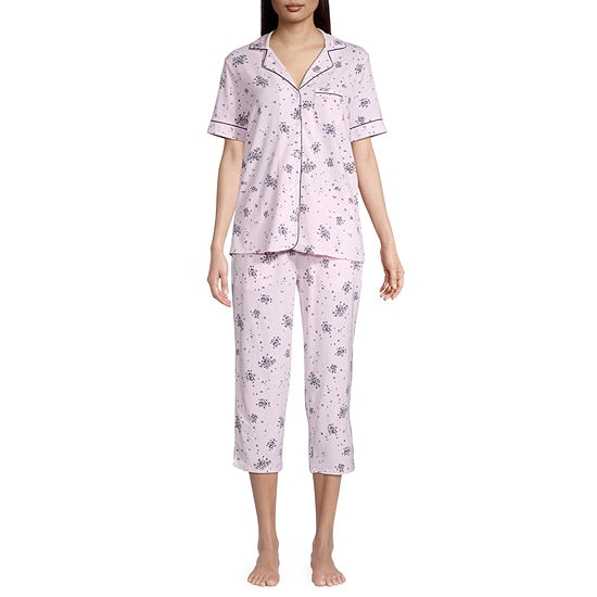 Liz Claiborne Womens 2-pc. Short Sleeve Capri Pajama Set
