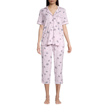 Liz Claiborne Womens 2-pc. Short Sleeve Capri Pajama Set, Xx-large , Pink