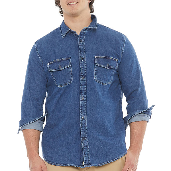 Mutual Weave Big and Tall Mens Regular Fit Long Sleeve Button-Down Shirt