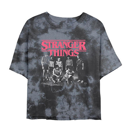  Juniors Netflix Womens Crew Neck Short Sleeve Stranger Things Cropped Graphic T-Shirt