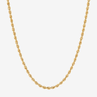 14K Gold 16 - 24 Inch Hollow Sparkle Rope Chain Necklace