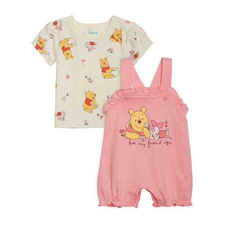 Disney Baby Girls 2-pc. Winnie The Pooh Shortall Set, 3-6 Months, Pink