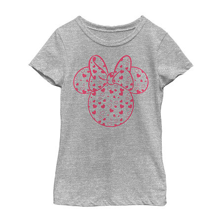 Disney Collection Little & Big Girls Crew Neck Short Sleeve Mickey and Friends Mickey Mouse Minnie Mouse Graphic T-Shirt, X-small, Gray