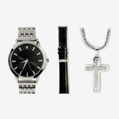 Mens Silver Tone 3-pc. Watch Boxed Set Mac7071jc