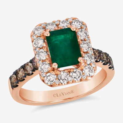 Le Vian Grand Sample Sale® Ring featuring 1 1/5 cts. Costa Smeralda Emeralds™ 3/4 cts. Nude Diamonds™ 1/2 cts. Chocolate Diamonds® set in 14K Strawberry Gold®