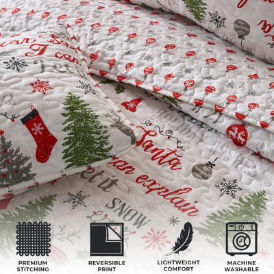 Linery Christmas Holiday Reversible Quilt Set