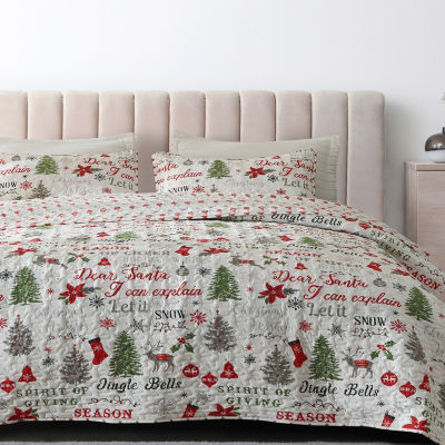 Linery Christmas Holiday Reversible Quilt Set