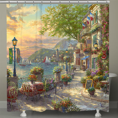 Thomas Kinkade French Riviera Cafe Shower Curtains