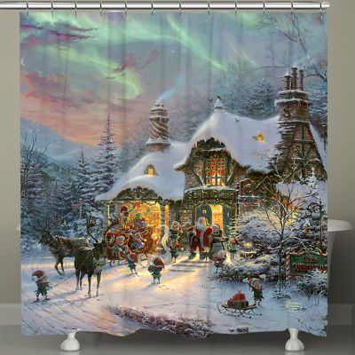 Thomas Kinkade Santa'S Night Before Christmas Shower Curtain