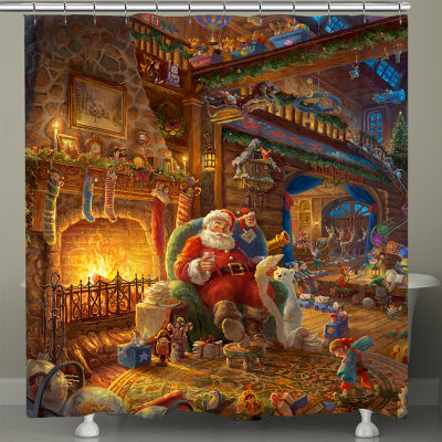 Thomas Kinkade Santa'S Workshop Shower Curtain