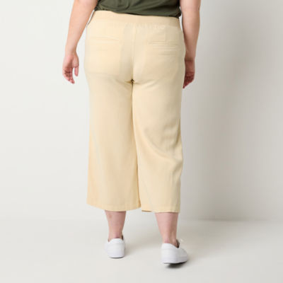 St. John's Bay Wide Leg Womens High Rise Plus Capri Pants
