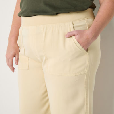 St. John's Bay Wide Leg Womens High Rise Plus Capri Pants