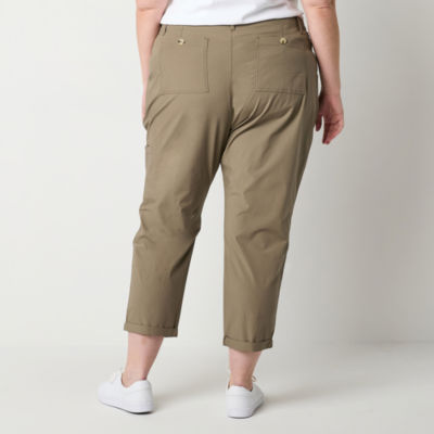 Liz Claiborne Plus Womens Mid Rise Regular Fit Cropped Pant