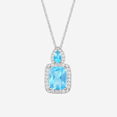 Womens Genuine Blue Topaz Sterling Silver Y Necklace