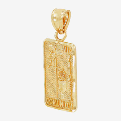 "Mi Primera Comunion" Unisex Adult 14K Gold Oval Pendant