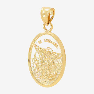 St. Michael Medallian Unisex Adult 14K Gold Oval Pendant