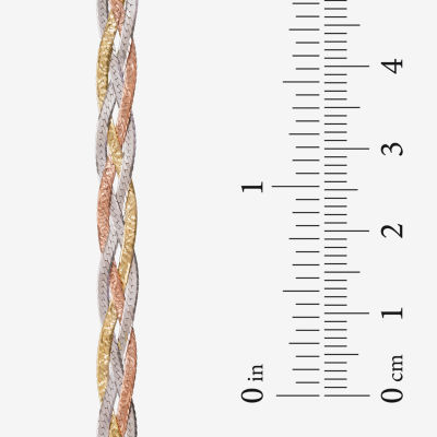 Made in Italy 14K Tri-Color Gold 7.5 Inch Solid Herringbone Chain Bracelet