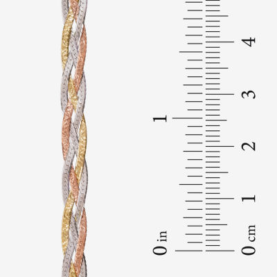 Made in Italy Womens 14K Tri-Color Gold 7.5 Inch Solid Herringbone Chain Bracelet