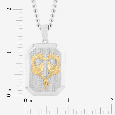 Mens Stainless Steel Dog Tag 24 Inch Pendant Necklace