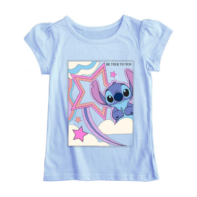 Toddler Girls Crew Neck Short Sleeve Lilo & Stitch Graphic T-Shirt
