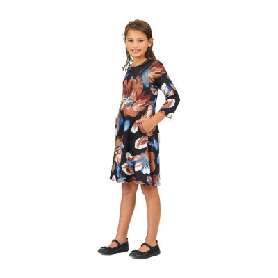 24sevenkid Big Girls Elbow Sleeve Fit + Flare Dress