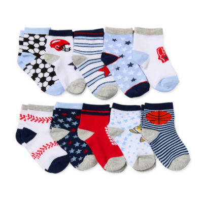 Piper & Jax Baby Boys 10 Pair Crew Socks, Color: Blue - JCPenney