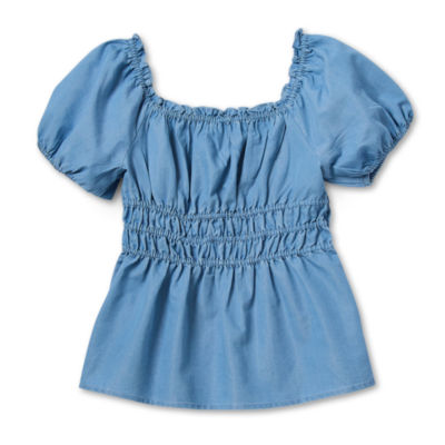 Thereabouts Little & Big Girls Square Neck Short Sleeve Blouse