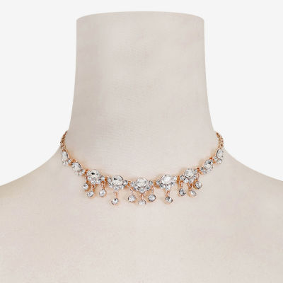 Monet Jewelry Rose Tone Womens Glass 12 Inch Choker Necklaces