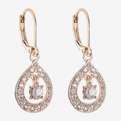 Monet Jewelry Rose Tone Glass Drop Earrings