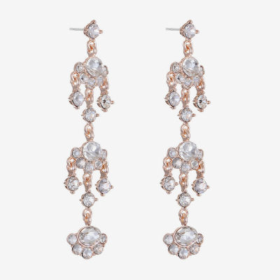 Monet Jewelry Rose Tone Glass Chandelier Earrings