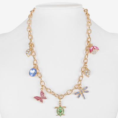 Monet Jewelry Gold Tone Turtle Dragonfly Ladybug Multi Color Gold Tone Collar Necklace