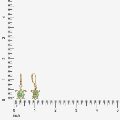 Monet Jewelry Gold Tone Turtle Green Glass Drop Earrings