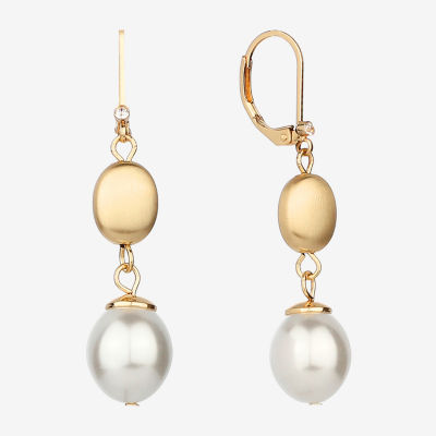 Monet Jewelry Gold Tone Simulated Pearl Drop Earrings