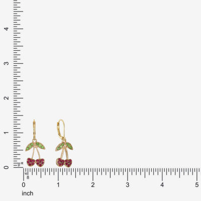 Monet Jewelry Gold Tone Fruit Womens Multi Color Glass Cherries Drop Earrings