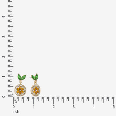 Monet Jewelry Gold Tone Fruit Orange Womens Multi Color Glass Hypoallergenic Drop Earrings