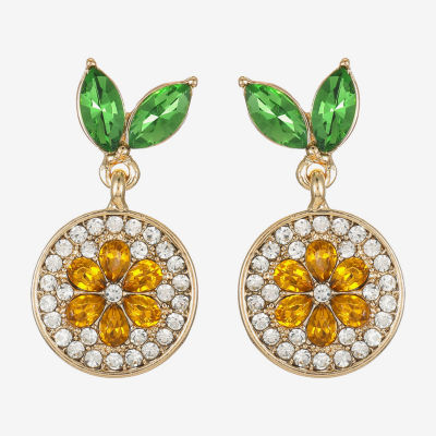 Monet Jewelry Gold Tone Fruit Orange Womens Multi Color Glass Hypoallergenic Drop Earrings