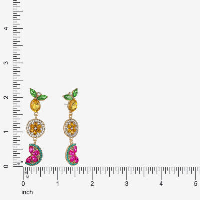 Monet Jewelry Gold Tone Fruit Lemon Orange Watermelon Womens Multi Color Glass Hypoallergenic Drop Earrings