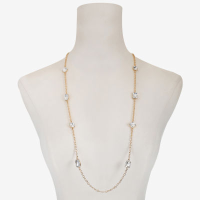 Monet Jewelry Womens Glass Gold Tone 32 Inch Strand Necklace