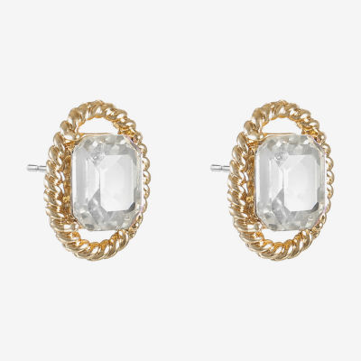 Monet Jewelry Glass 17.5mm Oval Stud Earrings